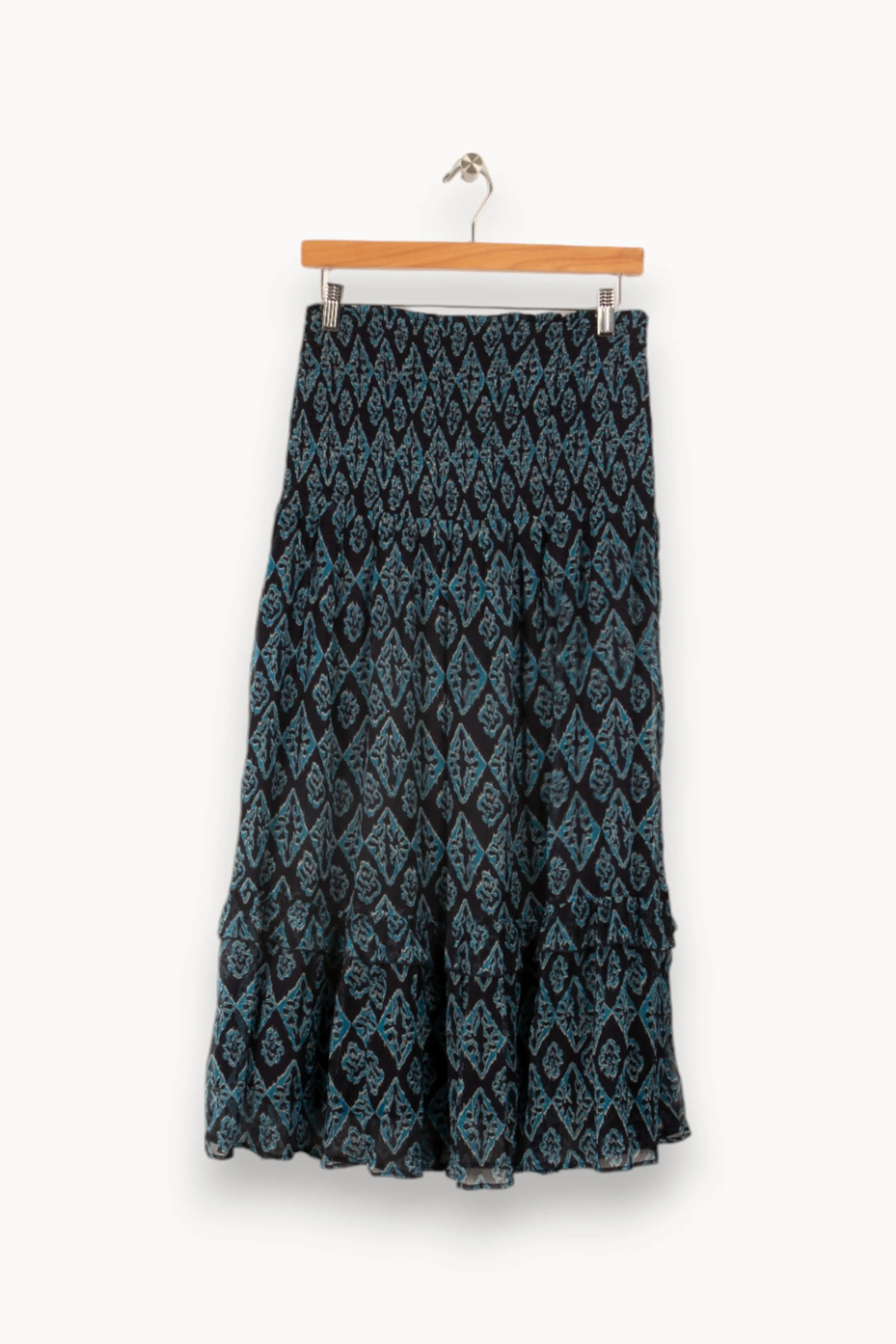 La Fée Maraboutée Jupes<Jupe mi-longue évasée en voile imprimé - L/40 Bleu