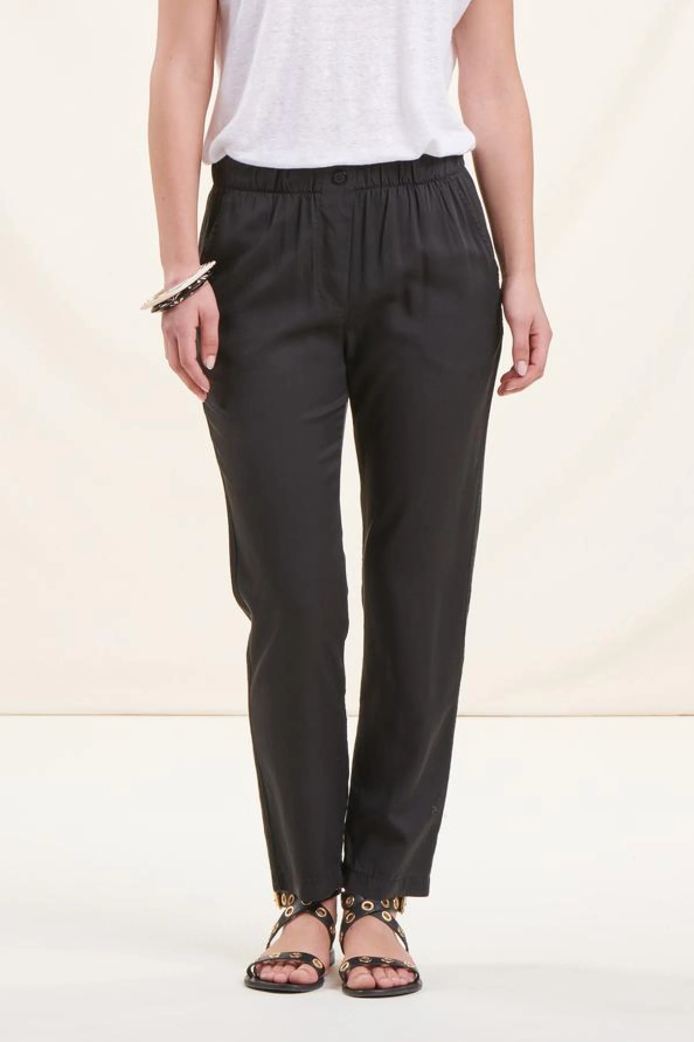 La Fée Maraboutée Pantalons<Pantalon fluide en lyocell - M/38 Noir