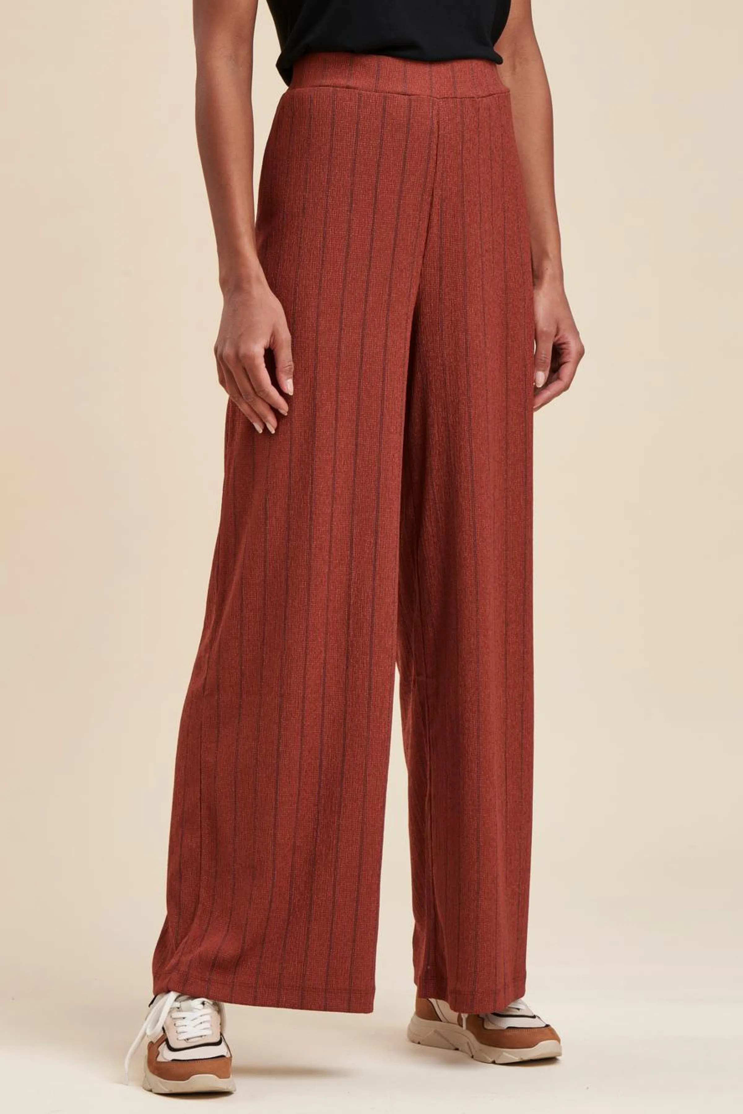 La Fée Maraboutée Pantalons<Pantalon jersey rayé - S/36 Marron