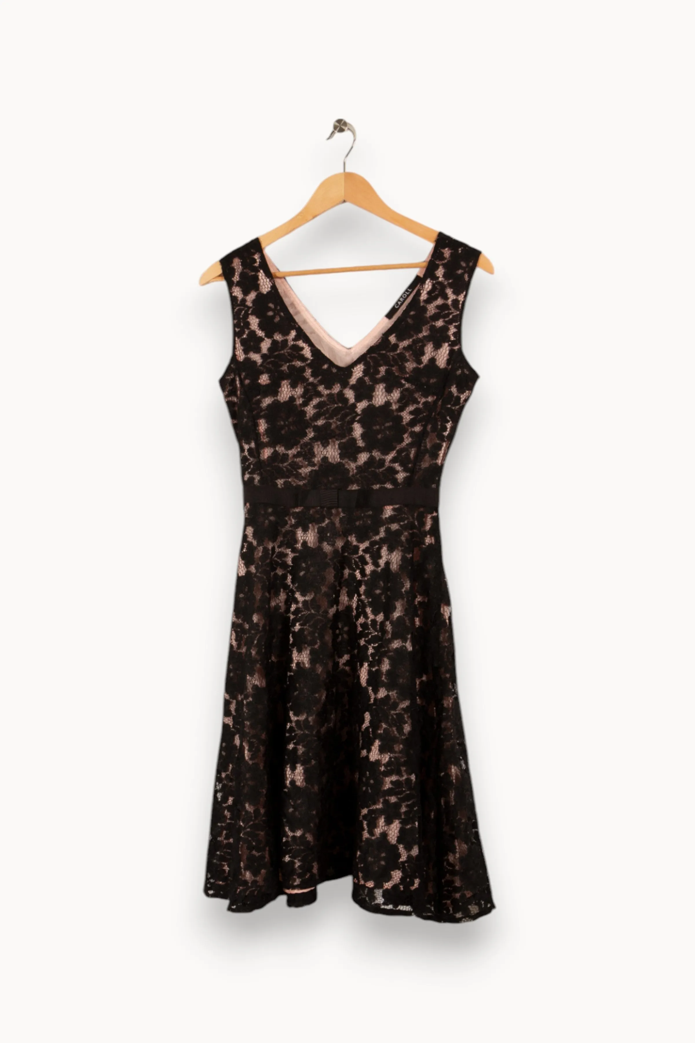 Caroll Robes<Robe e et rose en dentelle - Taille S/36 Noir